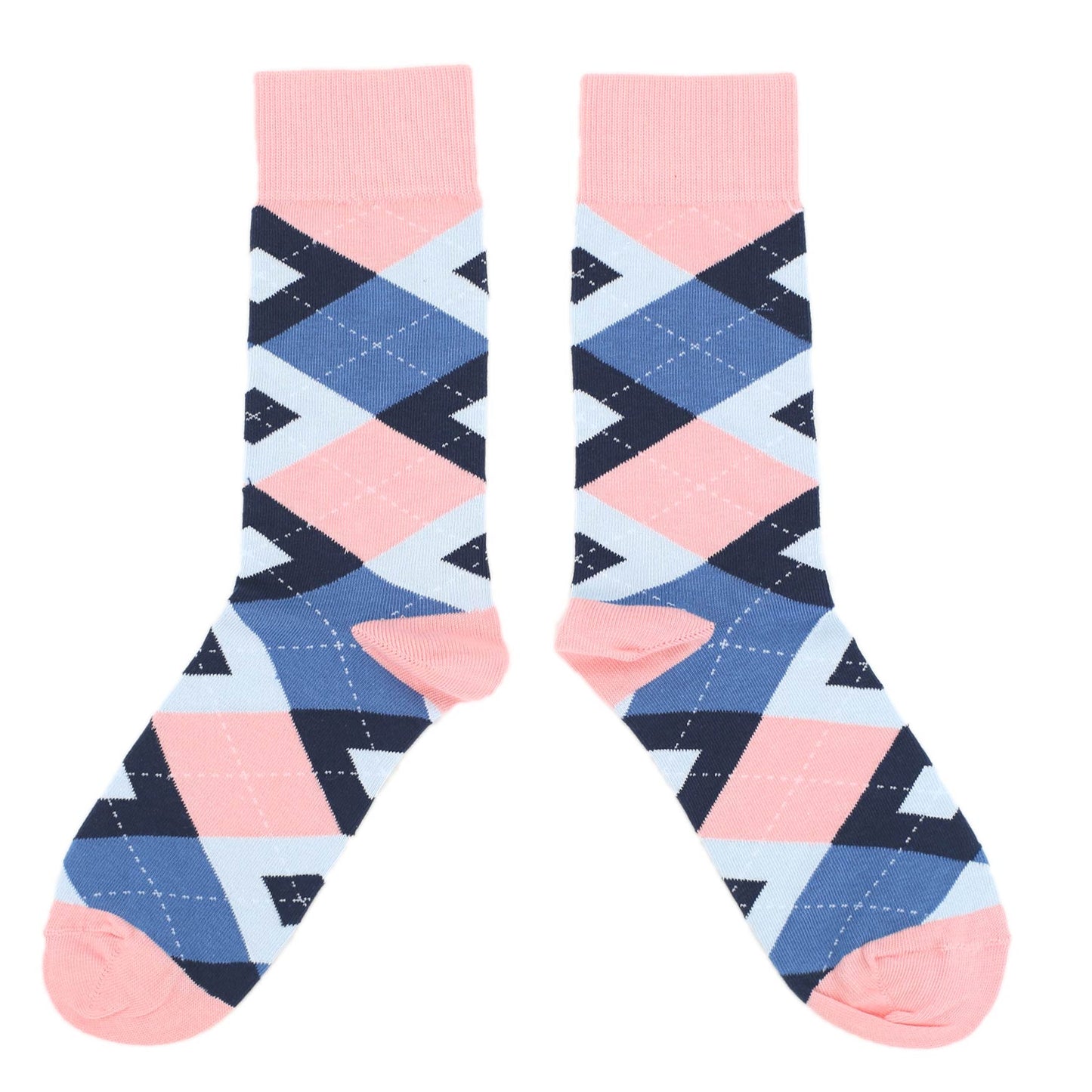 Pink Blue Argyle Wedding Groomsmen Men’s Dress Socks