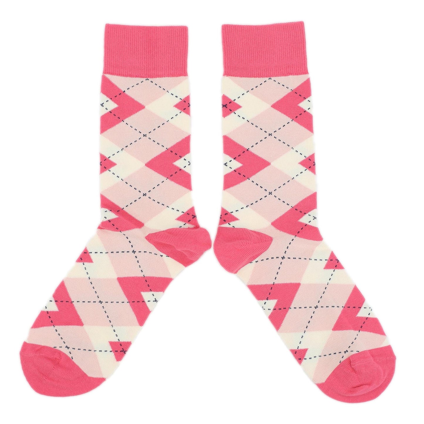 Guava Bellini Pink Argyle Wedding Groomsmen Men’s Dress Socks