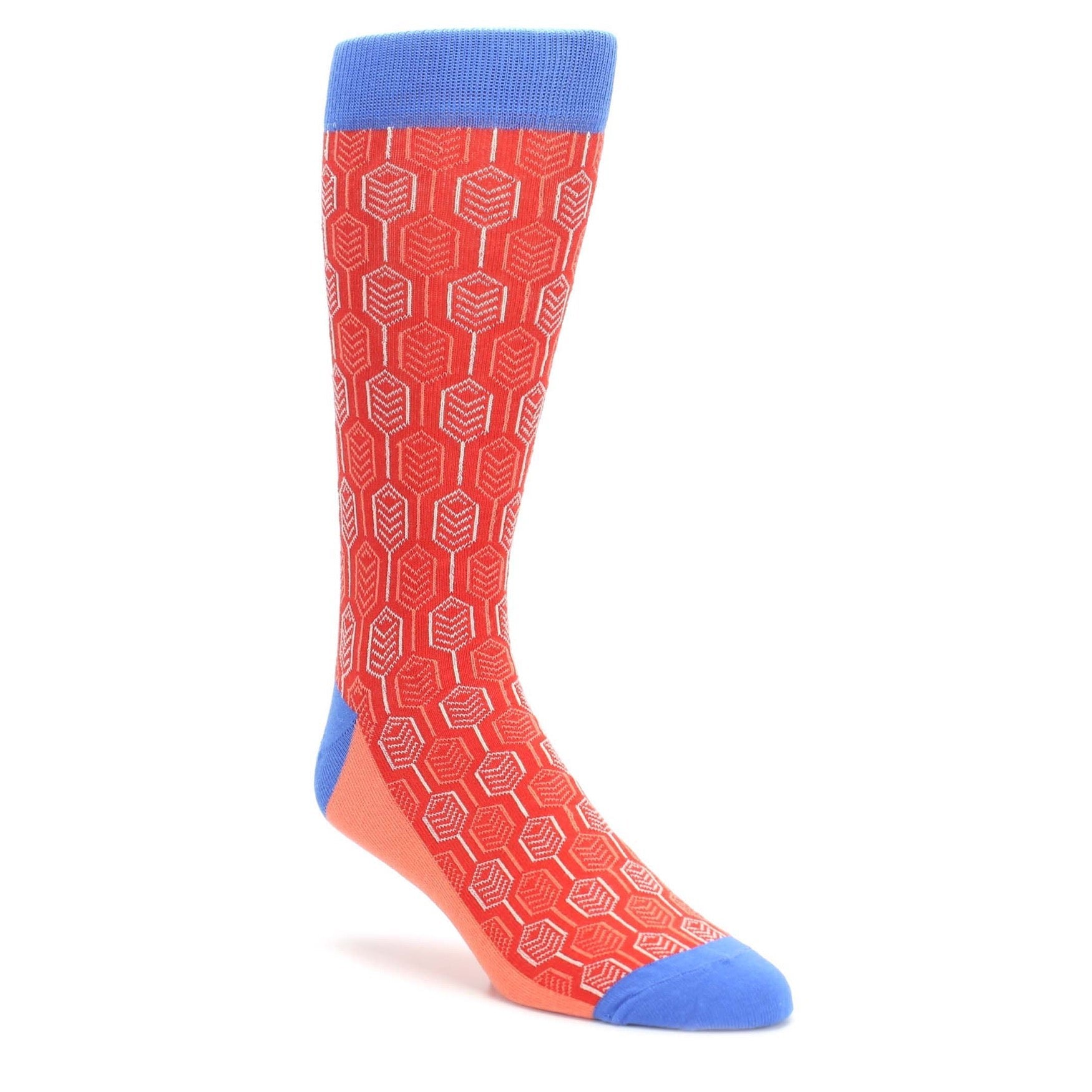 Persimmon Red Blue Feather Optics Men's Dress Socks – Little Wolf Designs