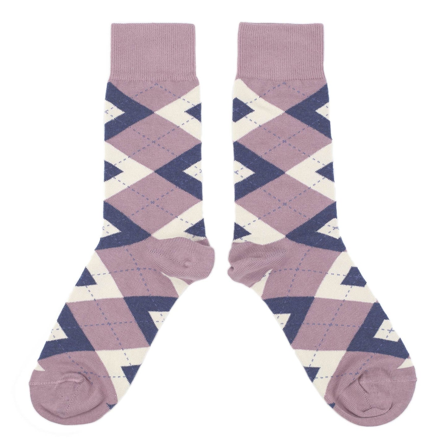 Customizable Groomsmen Gift Set Desert Rose Navy Argyle Men’s Dress Socks