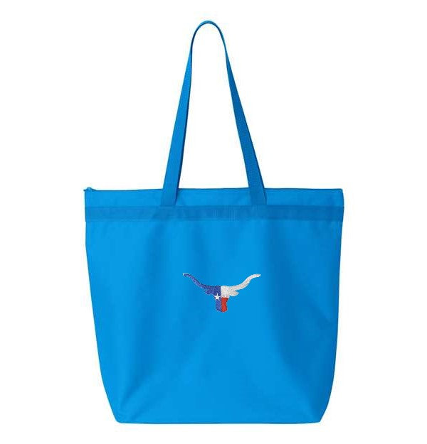 Canvas Totes- Embroidered Texas Longhorn