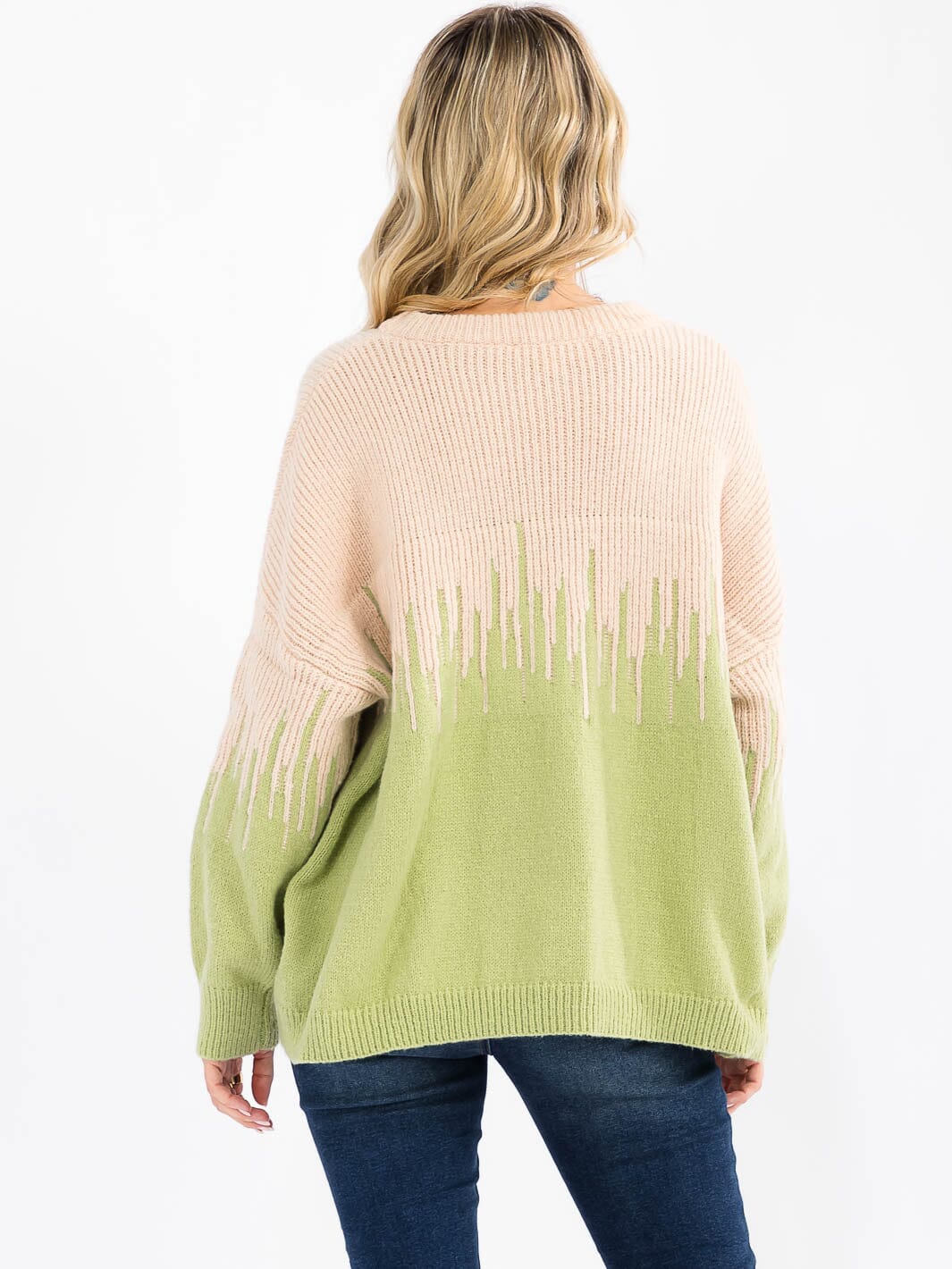 WOMEN'S LONG SLEEVE COLORBLOCK PULLOVER KNIT SWEATER