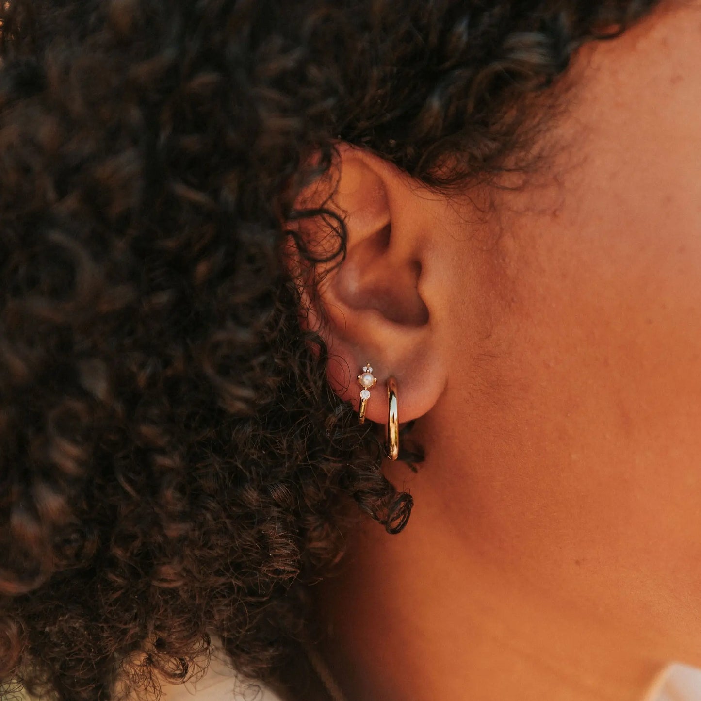 Alexandria Diamond and Pearl Hoops