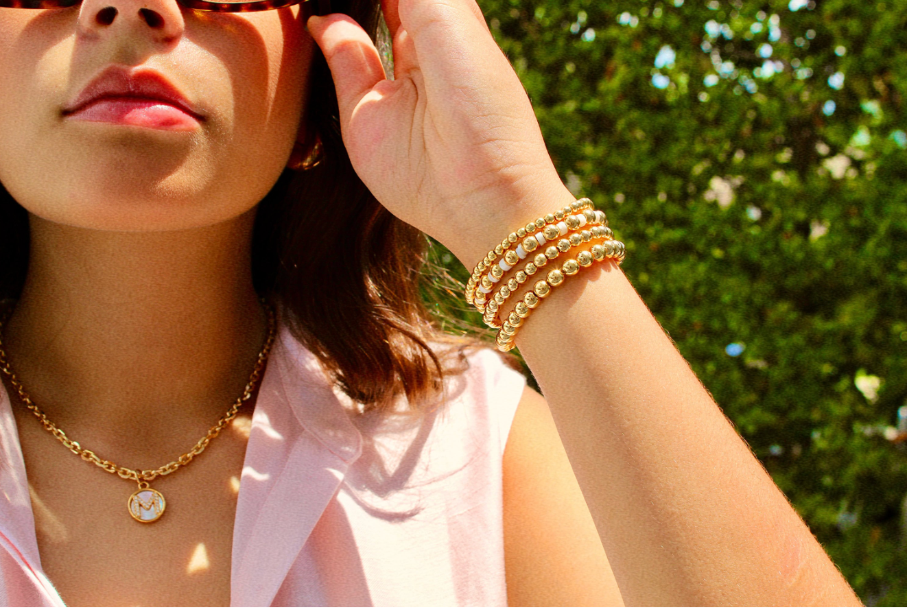 Gold Mother of Pearl Initial Letter Necklace