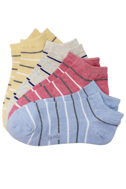 Youmita 4 Assorted Color Cotton Socks – Women's Crew Socks