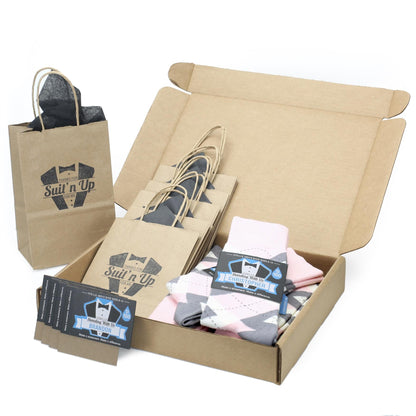 Customizable Groomsmen Gift Set Blush Light Pink Gray Argyle Men’s Dress Socks