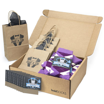 Customizable Groomsmen Gift Set Wisteria Plum Argyle Men’s Dress Socks