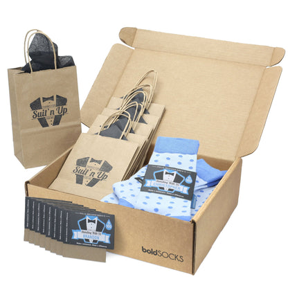 Groomsmen Gift Set Ice Blue Cornflower Polka Dot Men's Dress Socks