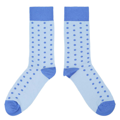 Groomsmen Gift Set Ice Blue Cornflower Polka Dot Men's Dress Socks