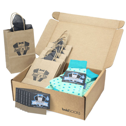 Customizable Groomsmen Gift Set Mint Jade Polka Dot Men's Dress Socks