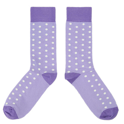 Customizable Groomsmen Gift Set Lilac Iris Tahiti Polka Dot Men's Dress Socks