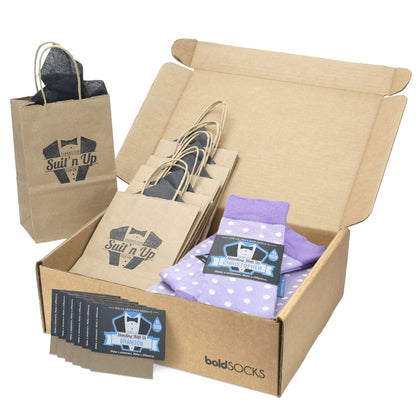 Customizable Groomsmen Gift Set Lilac Iris Tahiti Polka Dot Men's Dress Socks