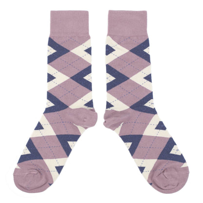 Customizable Groomsmen Gift Set Desert Rose Navy Argyle Men’s Dress Socks