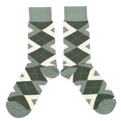 Olive Green Argyle Socks - Men's Dress Socks