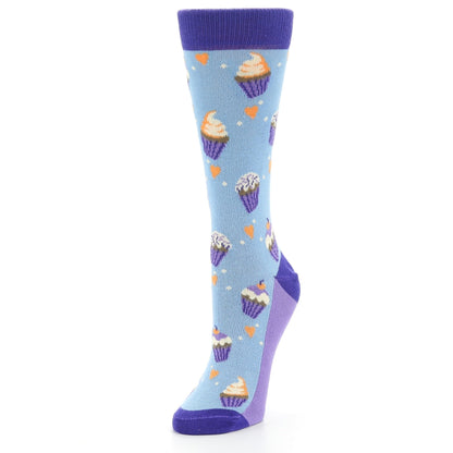Light Blue Purple Cupcakes Women's Dress Socks – Little Wolf Designs