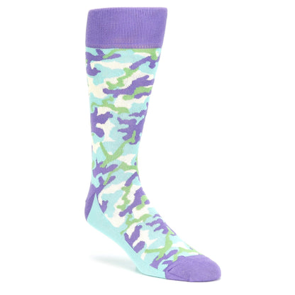 Teal Purple Camo Socks - Men's Dress Socks