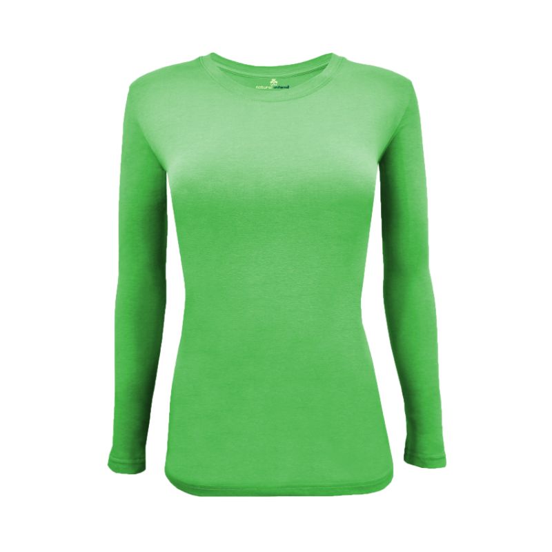 Natural Uniforms Women's Under Scrub Long Sleeve Crew Neck T-Shirt Lime Green