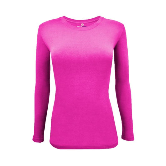 Natural Uniforms Women's Under Scrub Long Sleeve Crew Neck T-Shirt Neon Pink