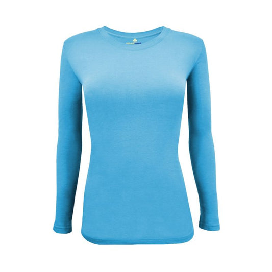 Natural Uniforms Women's Under Scrub Long Sleeve Crew Neck T-Shirt Water Blue