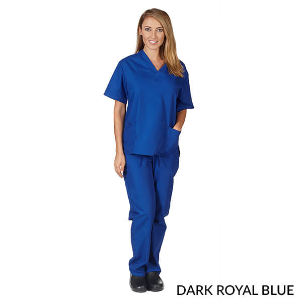 Natural Uniforms Unisex Solid V-Neck Scrub Set - True Royal Blue