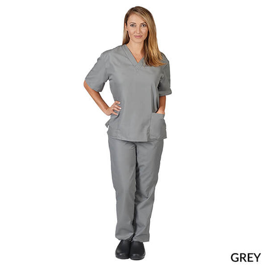 Natural Uniforms Unisex Solid V-Neck Scrub Set - Grey