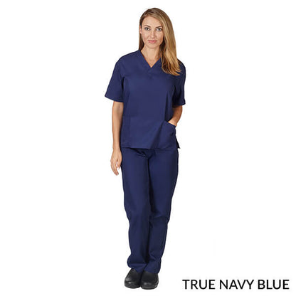 Natural Uniforms Unisex Solid V-Neck Scrub Set - True Royal Blue