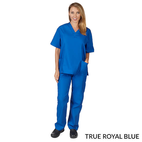 Natural Uniforms Unisex Solid V-Neck Scrub Set - True Royal Blue