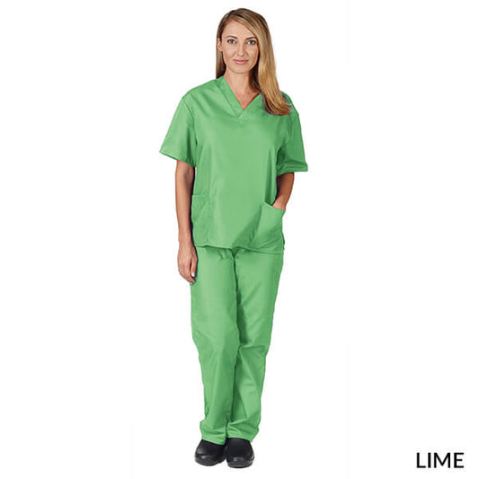 Natural Uniforms Unisex Solid V-Neck Scrub Set - Lime Green