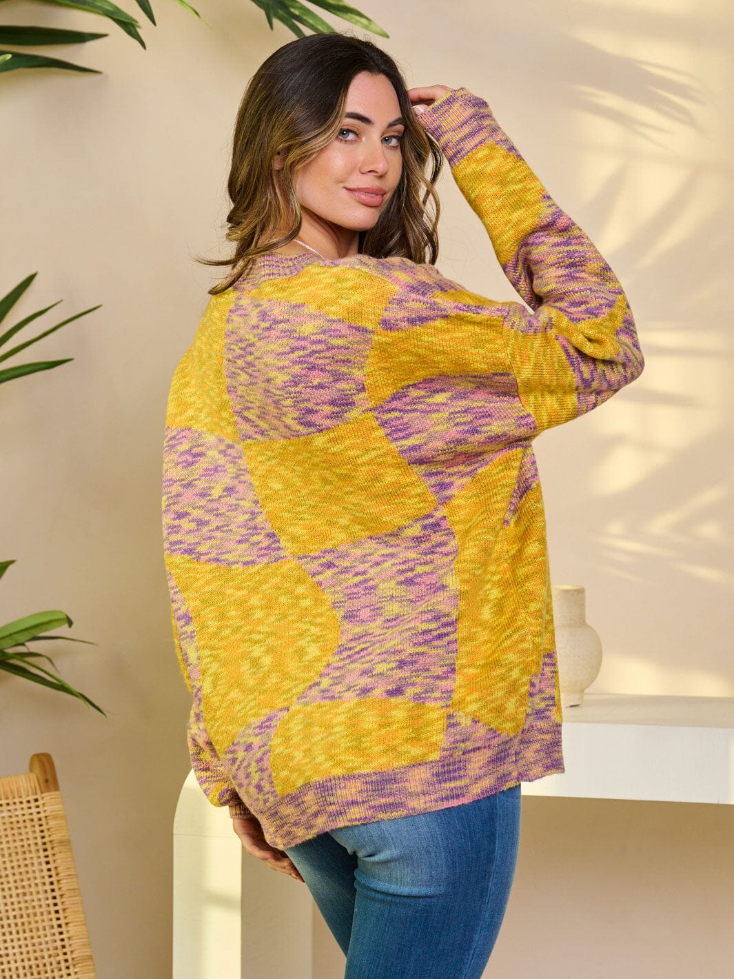 WOMEN'S LONG SLEEVE PULLOVER COLORBLOCK SWEATER