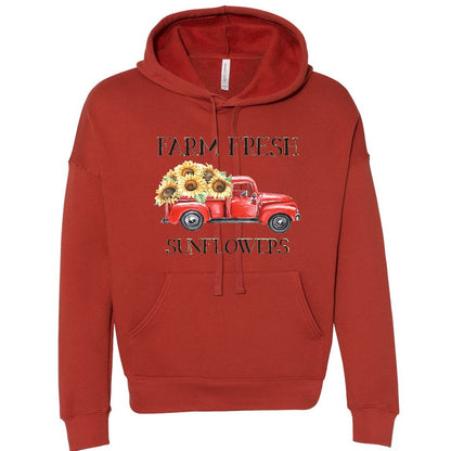 Sponge Fleece Drop Shoulder Hoodie   Brick