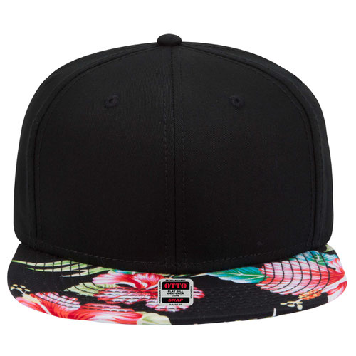 OTTO CAP "OTTO SNAP" 6 Panel Mid Profile Snapback Hat Superior Cotton Twill w/ Hawaiian Pattern Flat Bill