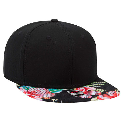 OTTO CAP "OTTO SNAP" 6 Panel Mid Profile Snapback Hat Superior Cotton Twill w/ Hawaiian Pattern Flat Bill