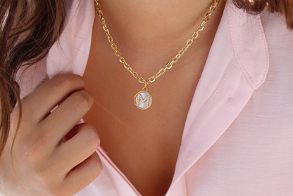 Gold Mother of Pearl Initial Letter Necklace
