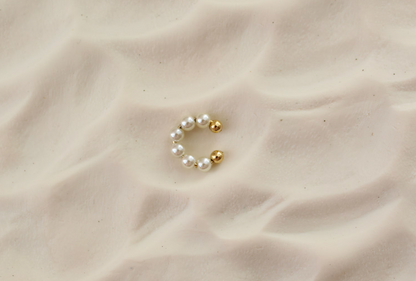 Pearl Wire Wrapped Gold Hoop Earrings & Pearl Ear Cuffs