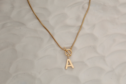 Initial Omega Toggle T Bar Dainty Necklace