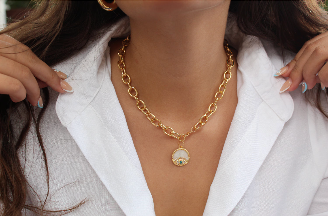 Protection Talisman Oval Link Necklace