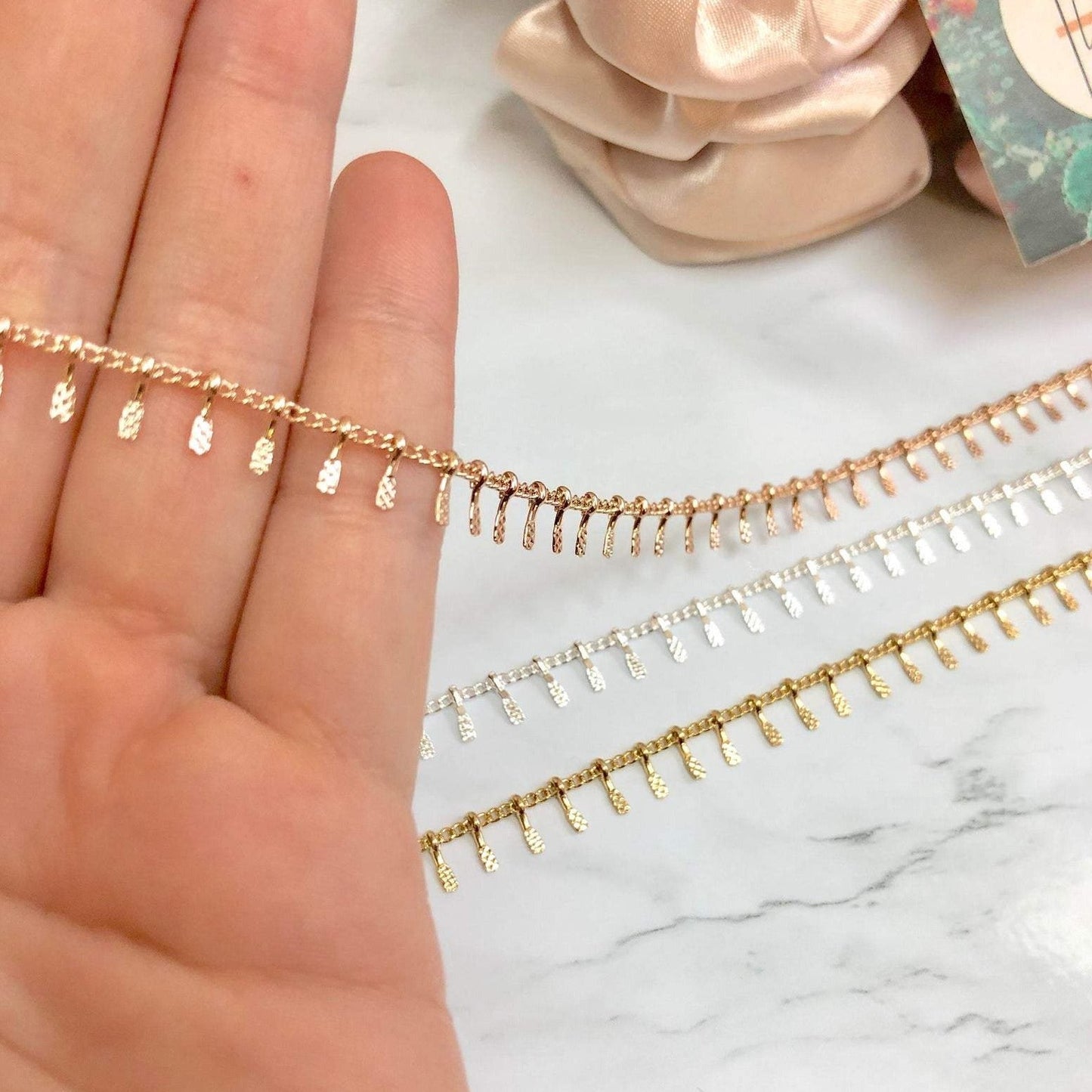 Rose + Gold + Silver Fringe